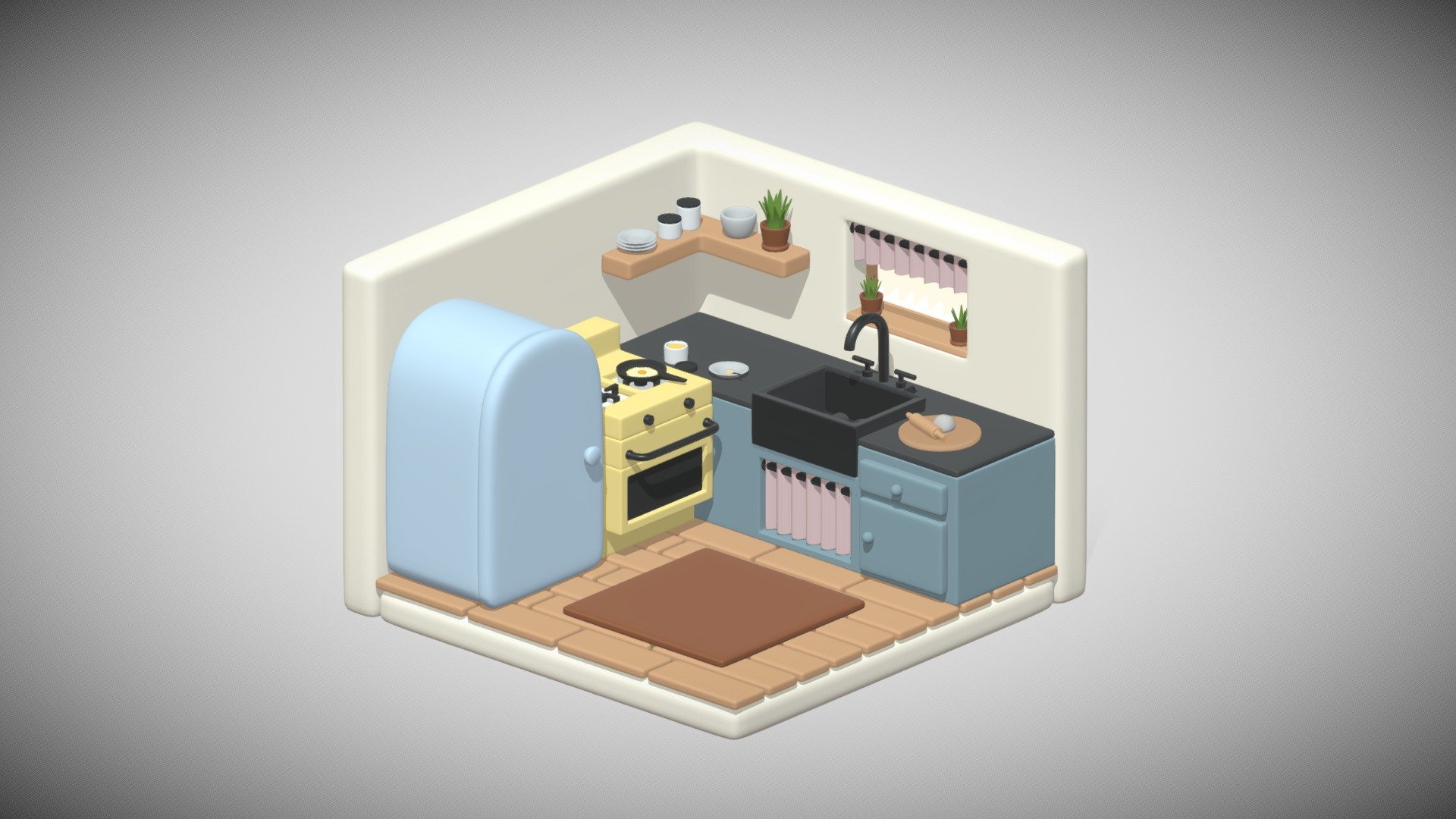 Isometric kitchen architecture with interior - 3D model by ameeerr ...