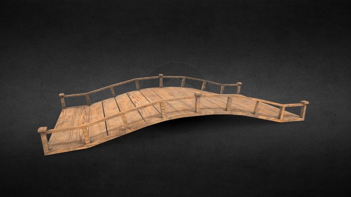Curved Wooden Bridge 3D Model