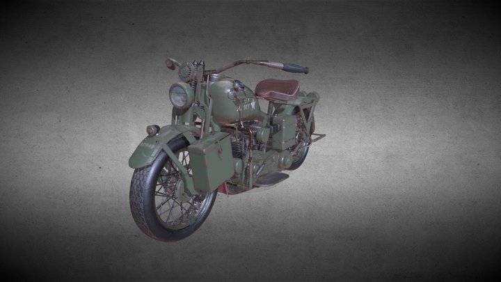 Harley Davidson WLA WW2 1943 3D Model