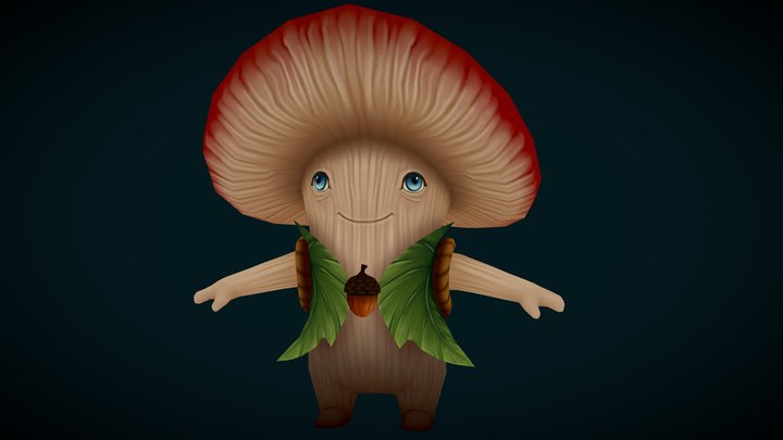 Handpaint Stylized Mushroom character 3D Model
