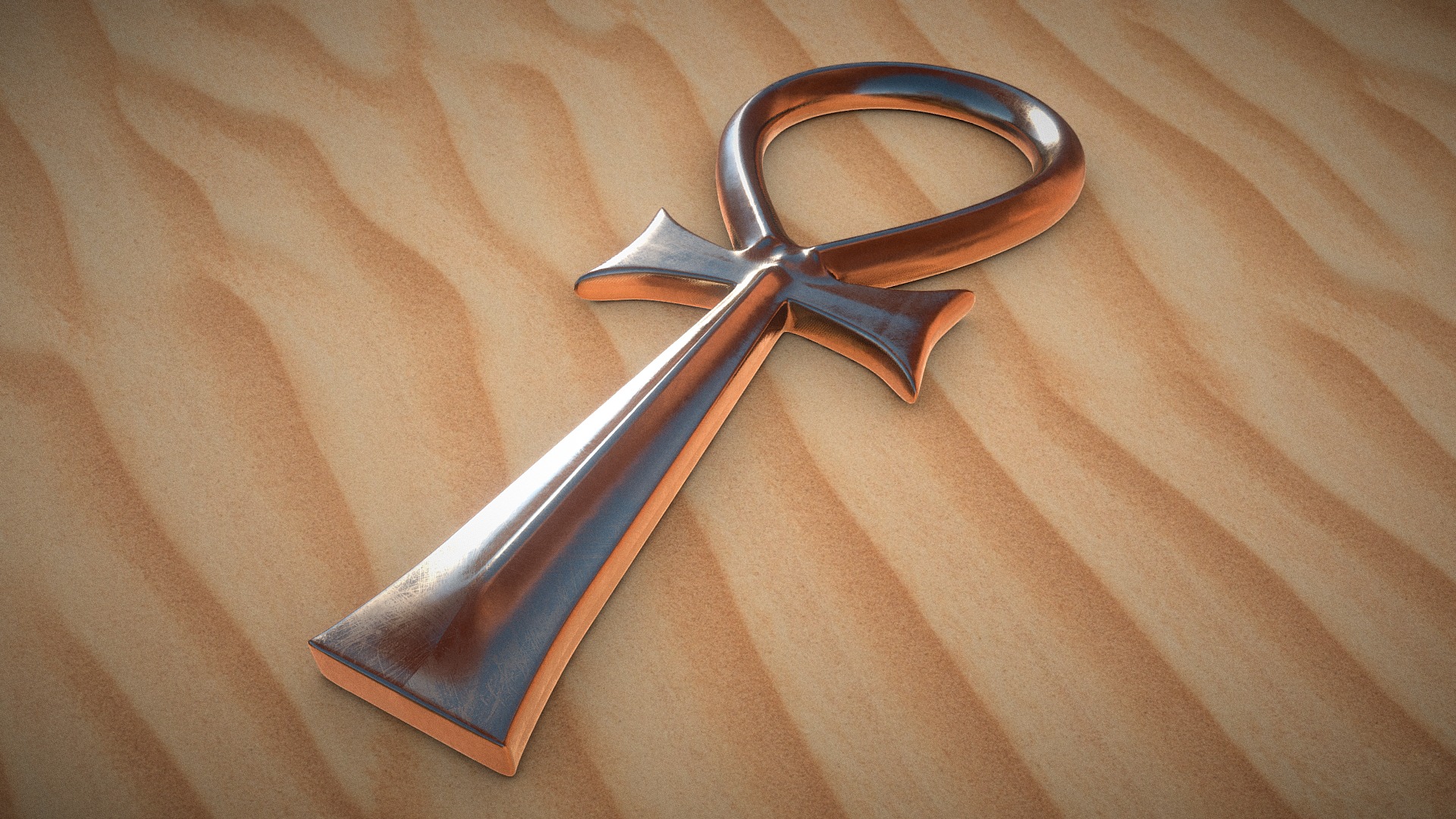 3D model Egyptian Ankh - This is a 3D model of the Egyptian Ankh. The 3D model is about a pair of scissors on a table.
