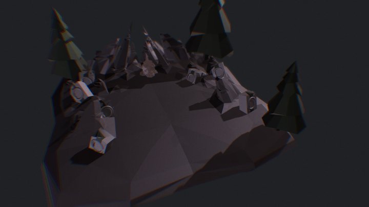 Low Poly Cave 3D Model
