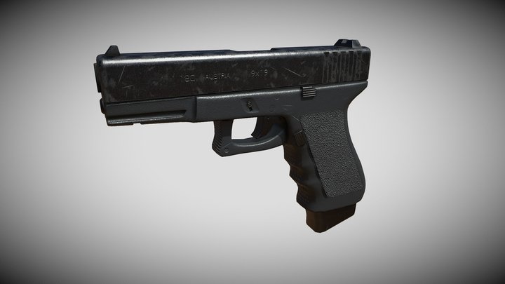 Aged Handgun Game Ready 3D Model
