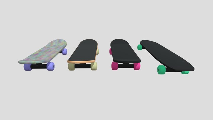 3D model Skateboard Stylized Pack 4 VR / AR / low-poly