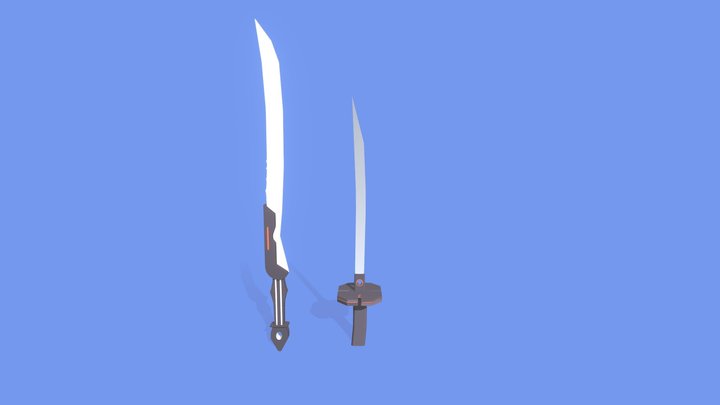 2 Low Poly Futuristic Swords 3D Model