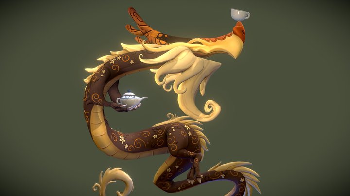 Oolung Tea Dragon | Cute Creature 3D Model