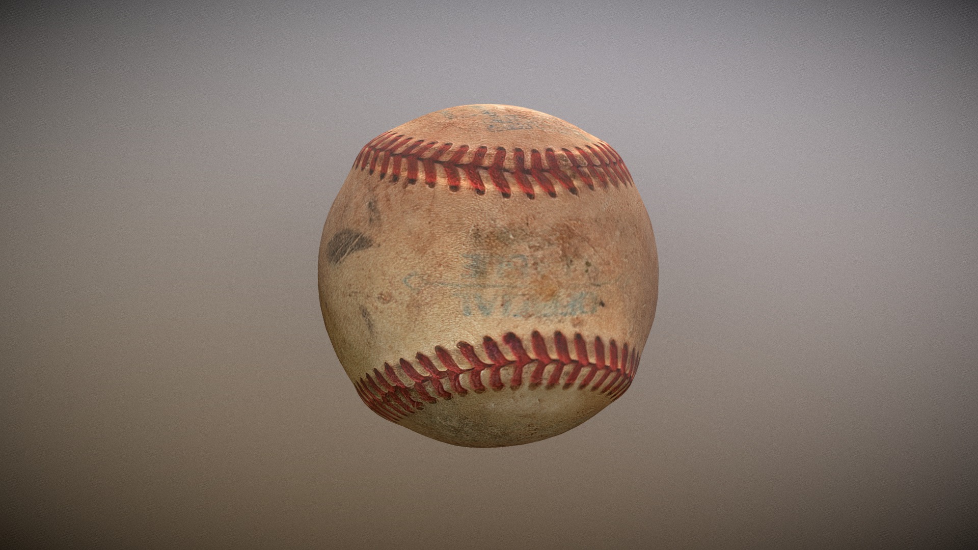 3D model A Well Loved Baseball - This is a 3D model of the A Well Loved Baseball. The 3D model is about a ball with a red and white design.