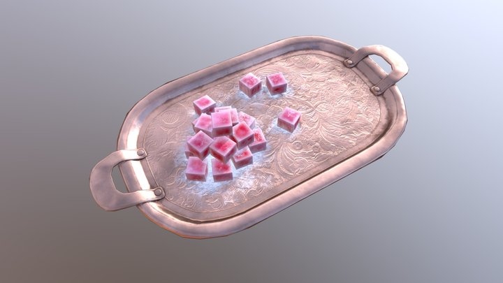 Dish with rahat lokum 3D Model