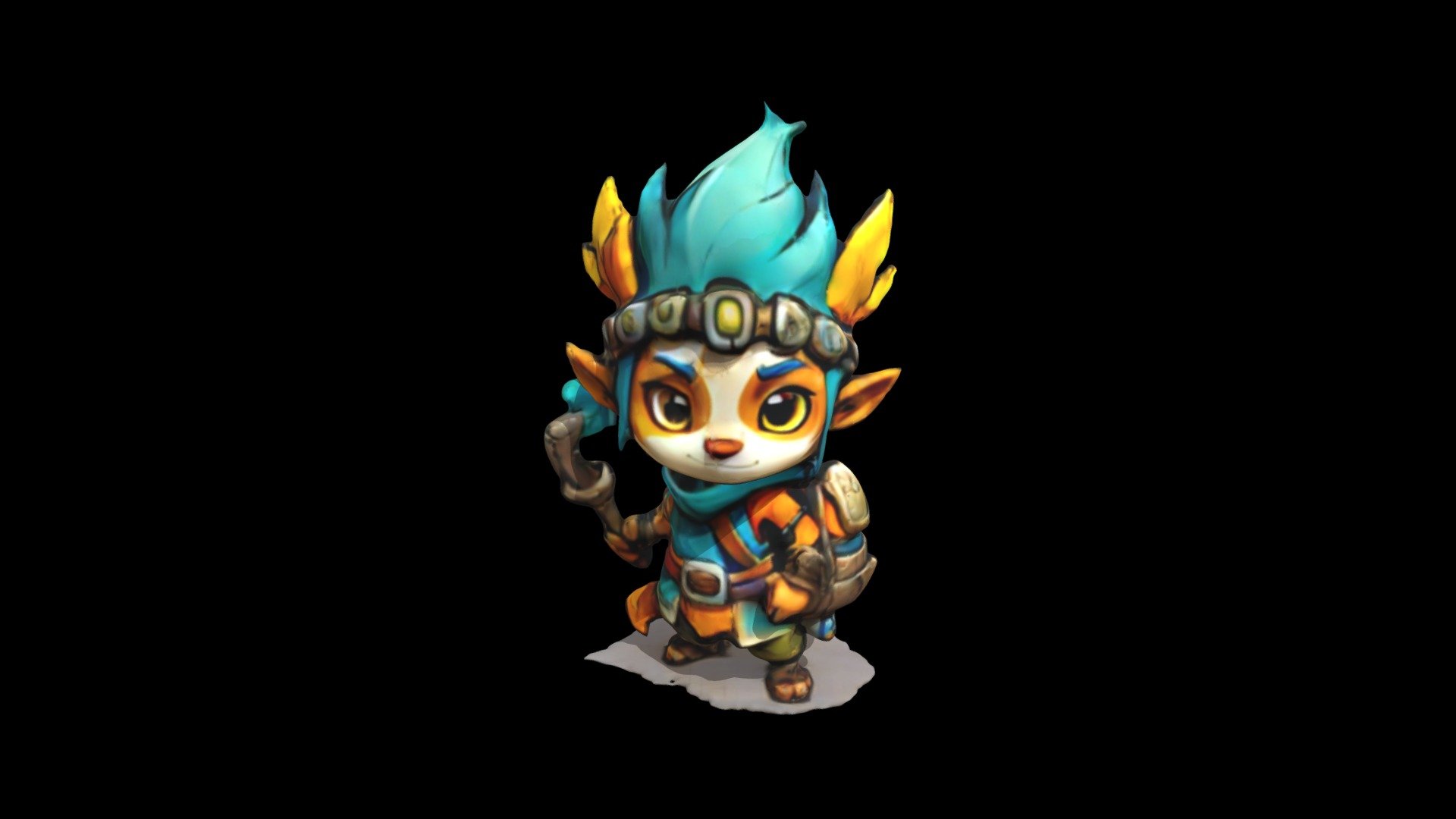 a cartoon character with blue hair and a back - Download Free 3D model ...