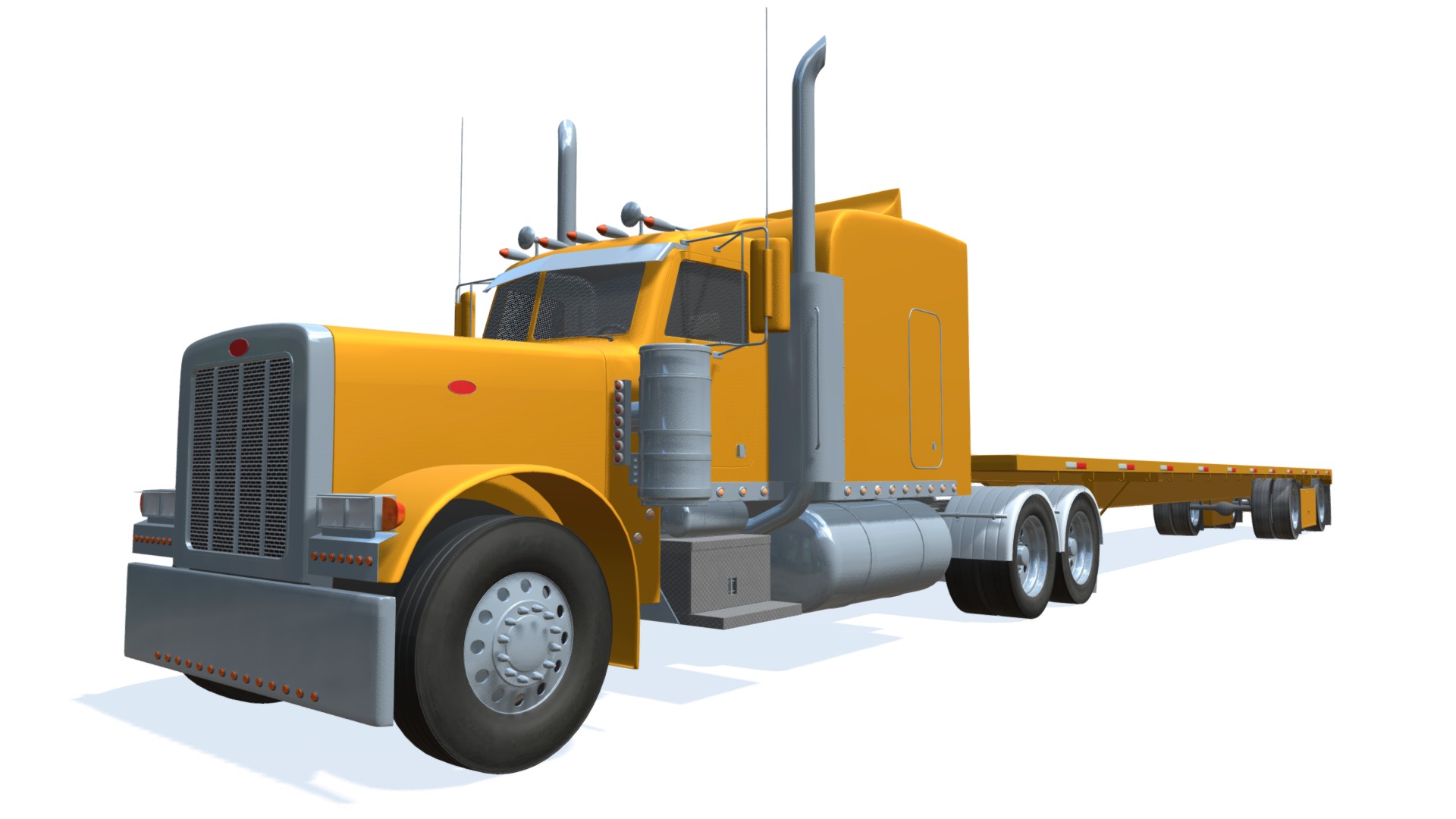 3D model American Truck Flatbed - This is a 3D model of the American Truck Flatbed. The 3D model is about a large yellow and black forklift.
