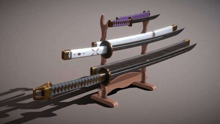 Japanese Furniture Kit - 3 Swords kit 3D Model