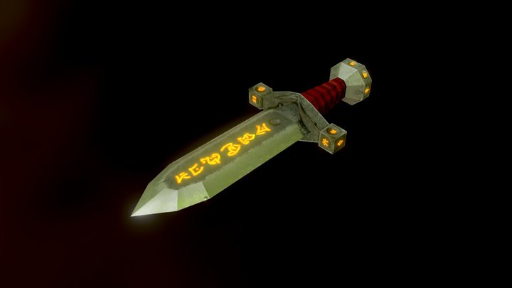 Low poly stylized dagger 3D Model