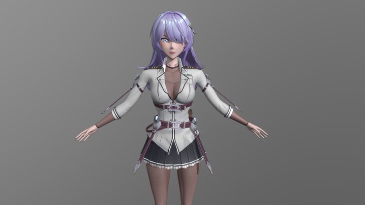 Scifi-uniform  GIRL A-POSE / 科幻系少女 A-POSE 3D Model