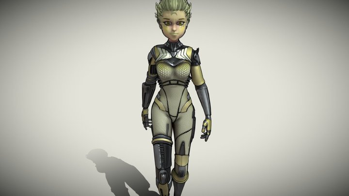 Asymmetric Robotic Character - GOLD 3D Model