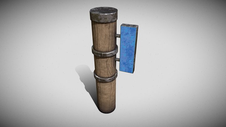 LowPoly Retro Pole 3D Model