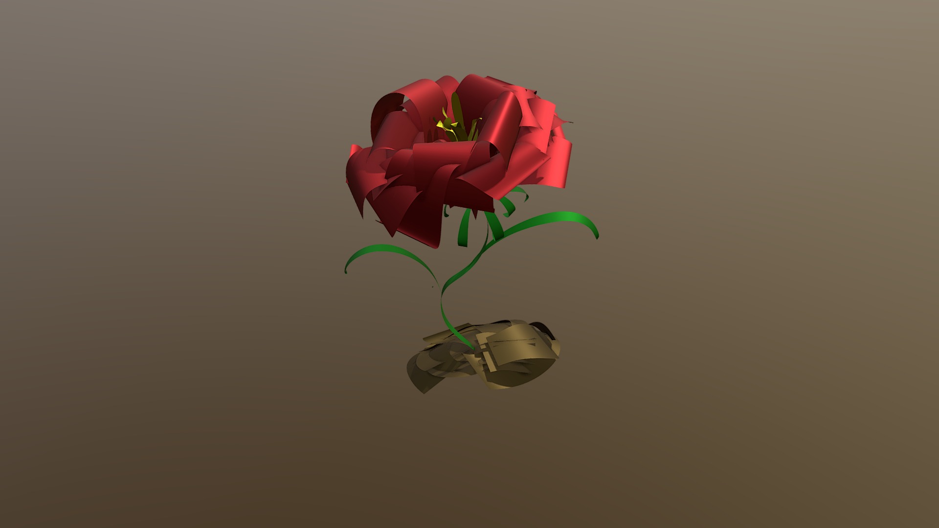 3D model Flower - This is a 3D model of the Flower. The 3D model is about a red flower with green leaves.