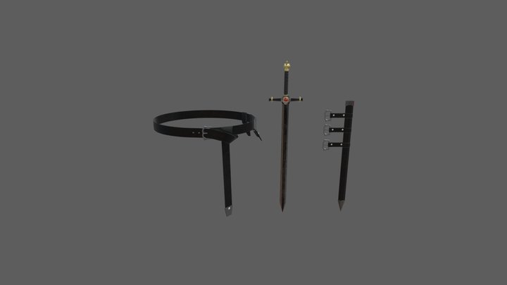 Sword, sheath and a belt 3D Model