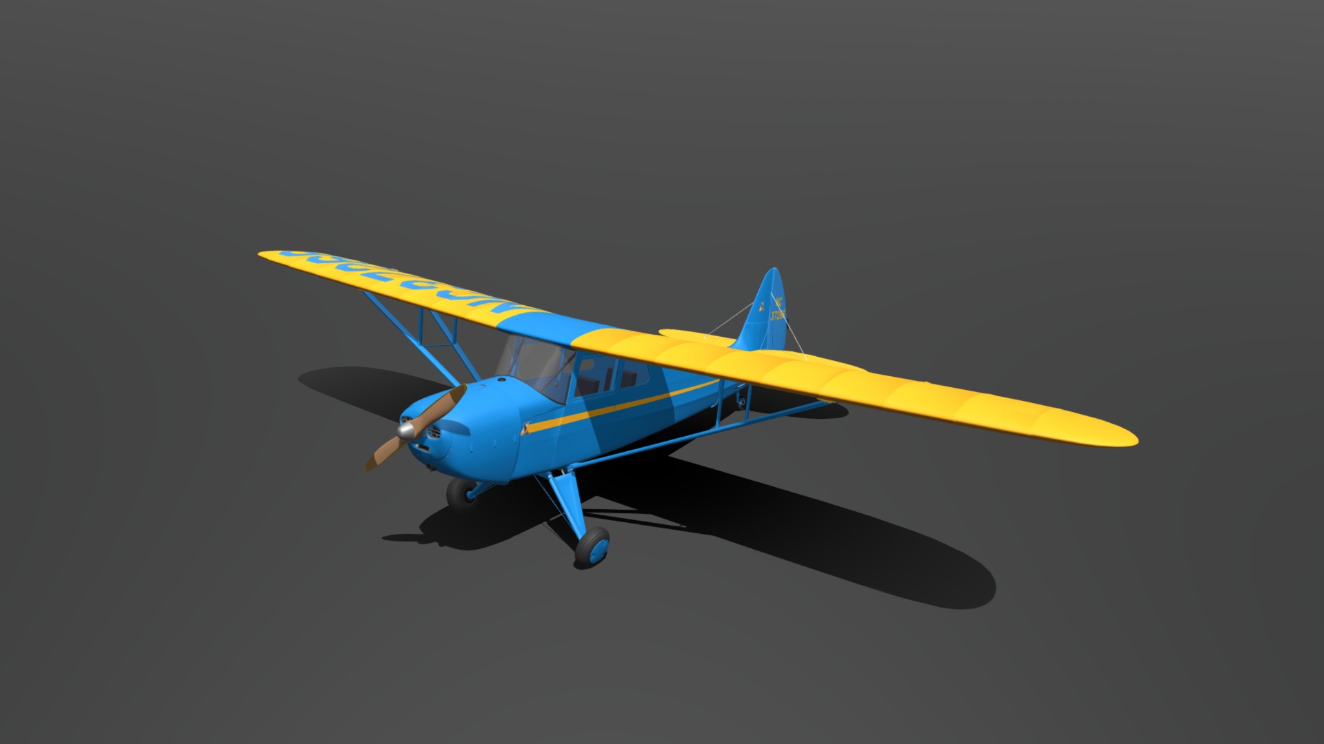 3D model Interstate Cadet - This is a 3D model of the Interstate Cadet. The 3D model is about a blue and yellow toy airplane.
