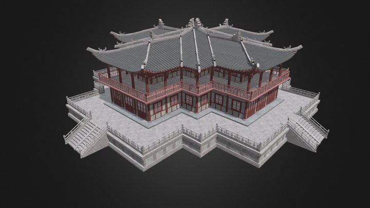 Procedural asian architecture test 8 – Modello 3D gratuito STL