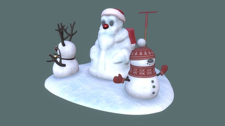 The Four Snowmen Of Winter 3D Model