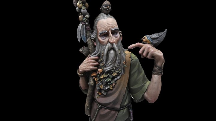 Old Guy With Birds 3D Model