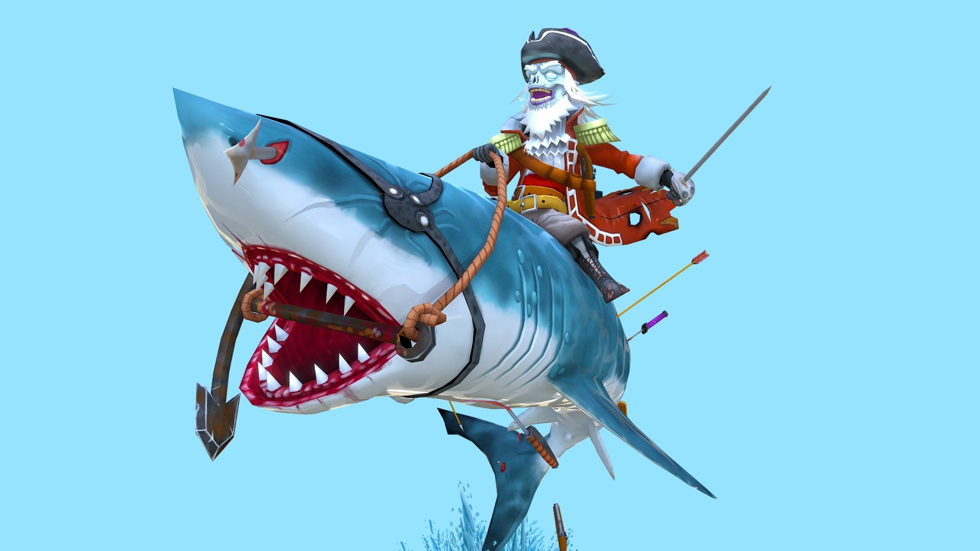 A Undead Pirate Riding A Sharrrrrk!!