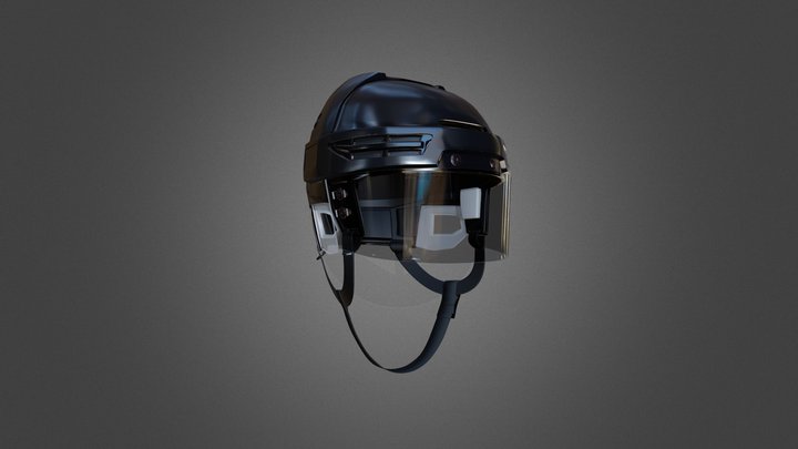 Classic Ice Hockey Helmet with Glass Visor 3D Model