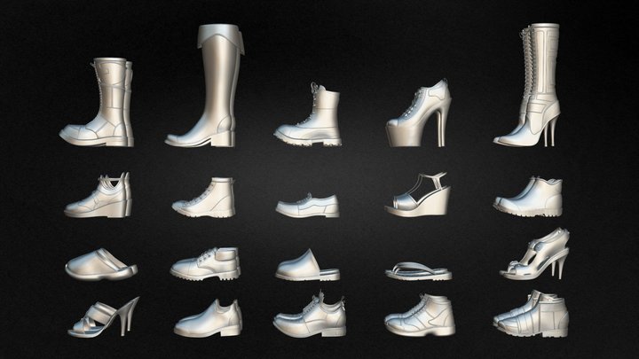 Pack of 20 Shoes Volume 05 3D Model