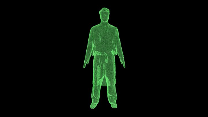 Glowing wireframe 3D Model