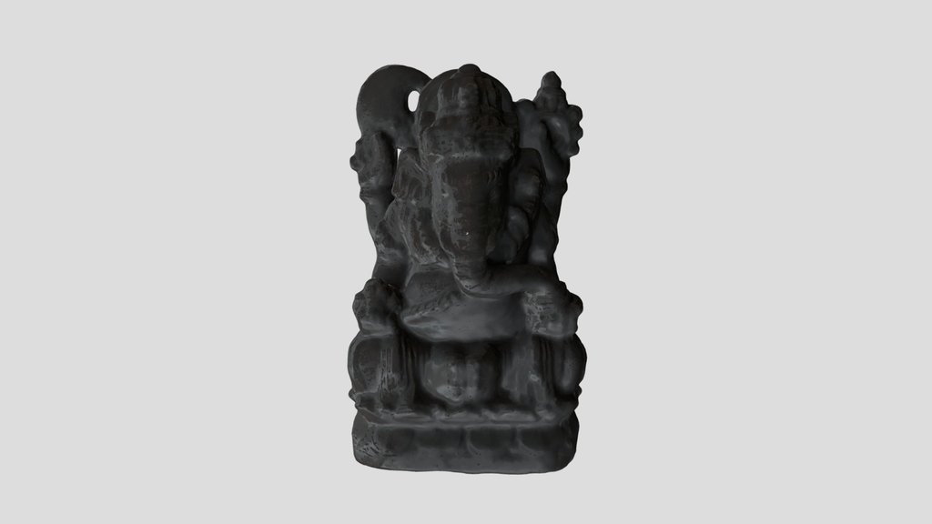 Black Stone Ganesha Statue Photo Scan