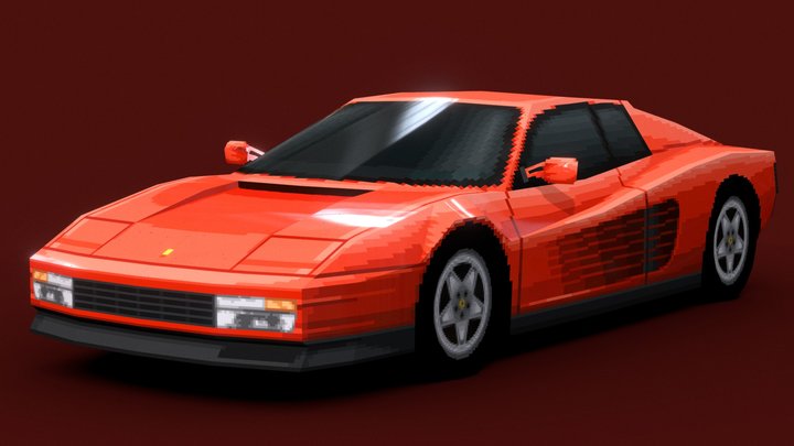 Ferrari Testarossa (PS1 Low-poly) 3D Model