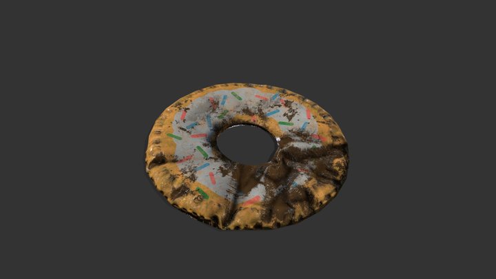 Post apocaliptic deflated float donut 3D Model