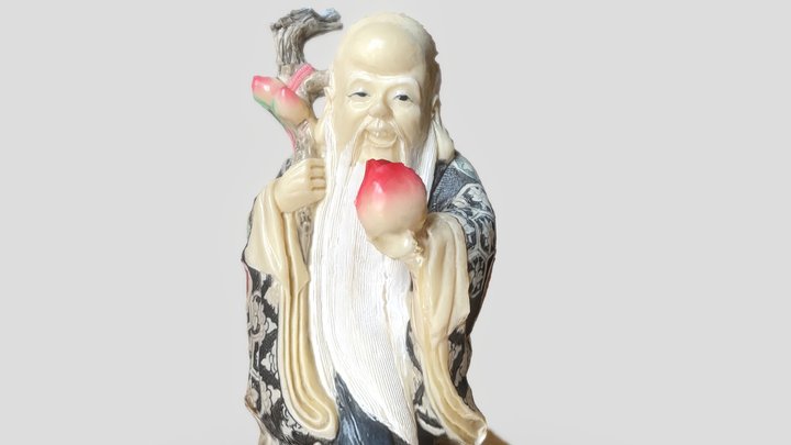 Chinese wise man offering a peach 3D Model