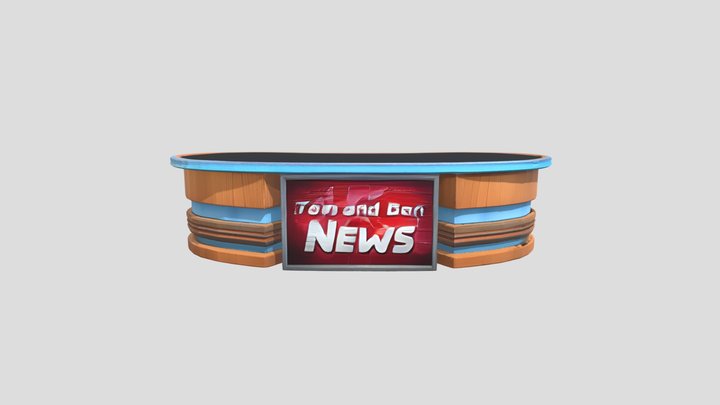 News desk with 'Tom and Ben News' signage 3D Model