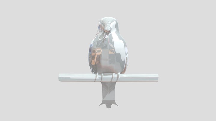 Cuban trogon perched on branch 3D Model