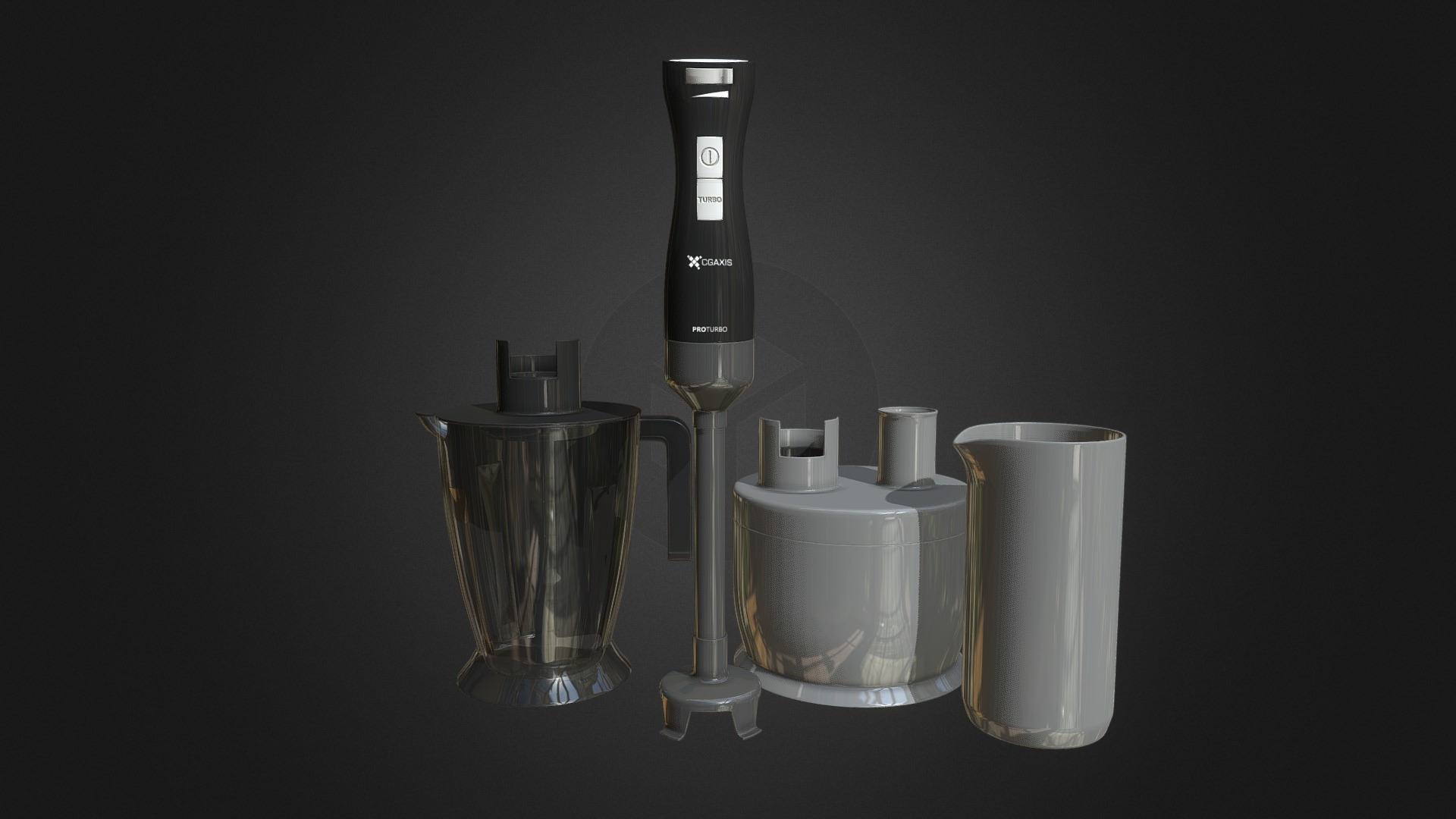3D model Immersion Blender with accessories - This is a 3D model of the Immersion Blender with accessories. The 3D model is about a group of test tubes.