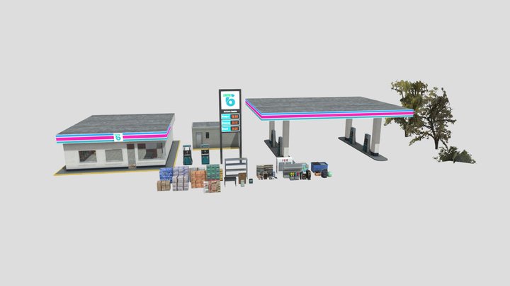 Gas station Props 3D Model