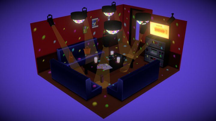 Aggretsuko's Karaoke Room 3D Model