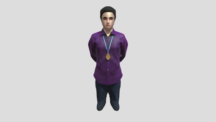 Person with gold medal 3D Model