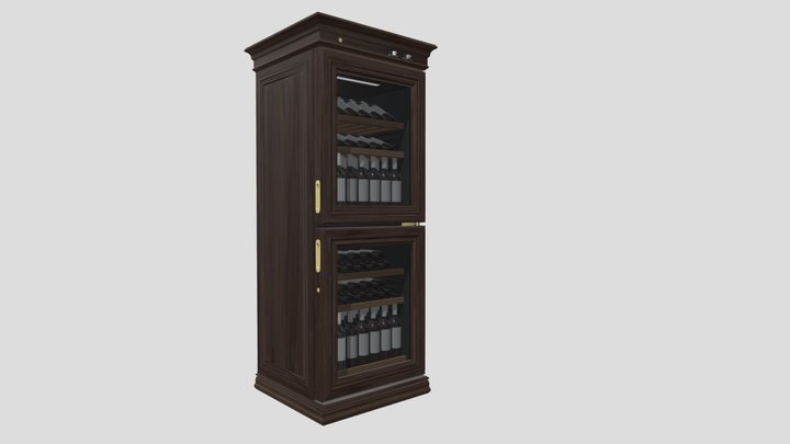 Wine fridge 78 wood 3D Model