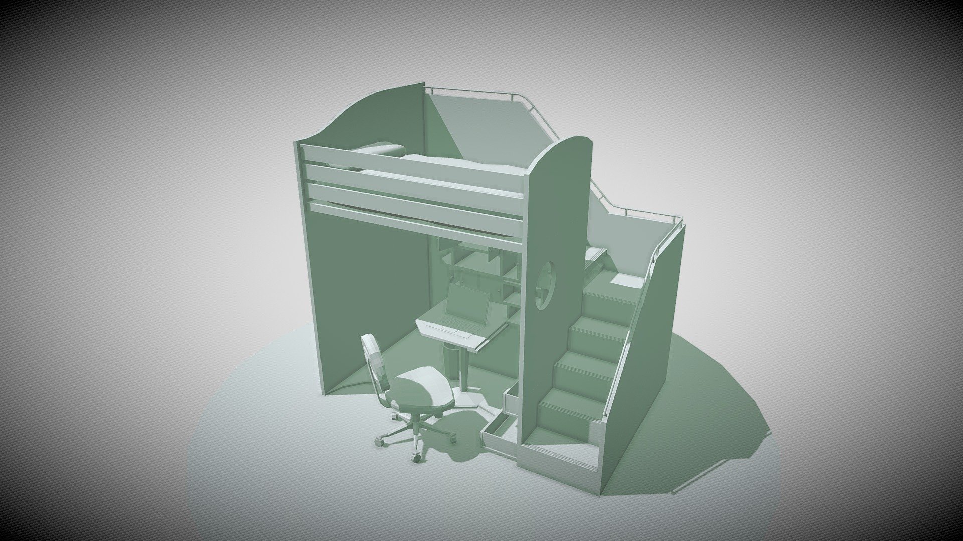 Pablo Ortega Lopez Bunk Bed Loft ANIMATED - Download Free 3D model by ...