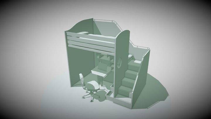 Pablo Ortega Lopez Bunk Bed Loft ANIMATED 3D Model