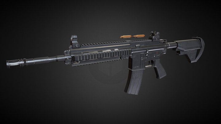 HK416 Assault Rifle 3D Model