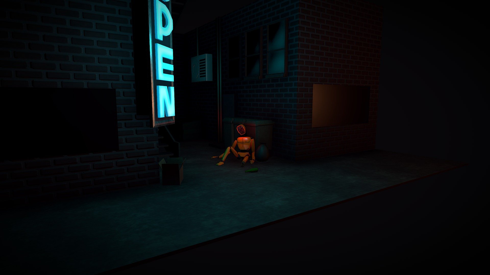 Robot in the Back Alley - Environment Assessment — Sketchfab embed 3D viewer