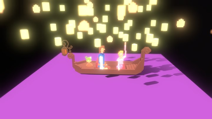 Tangled Boat scene 3D Model