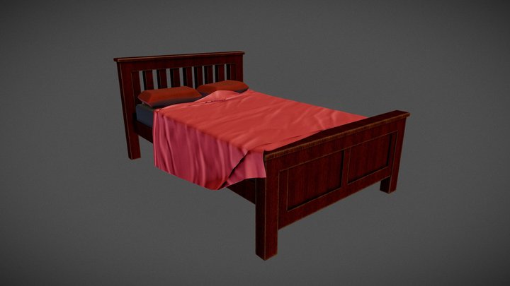 Wooden Bed 3D Model