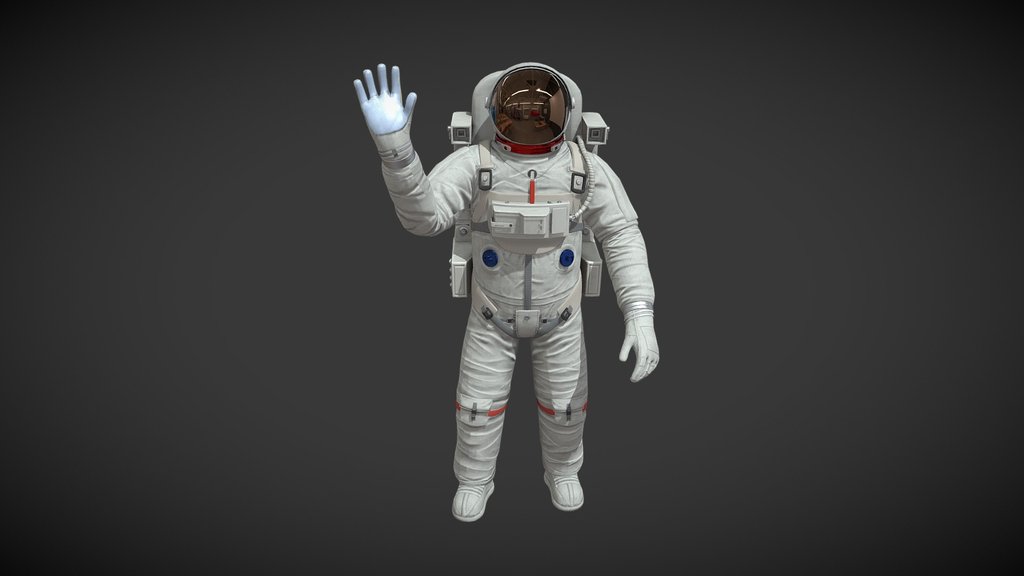 Animated Astronaut Character in Space Suit Loop
