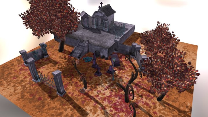 Cemetery Scene 3D Model