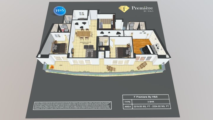 F premiere By H&S - 3BHK 3D Model