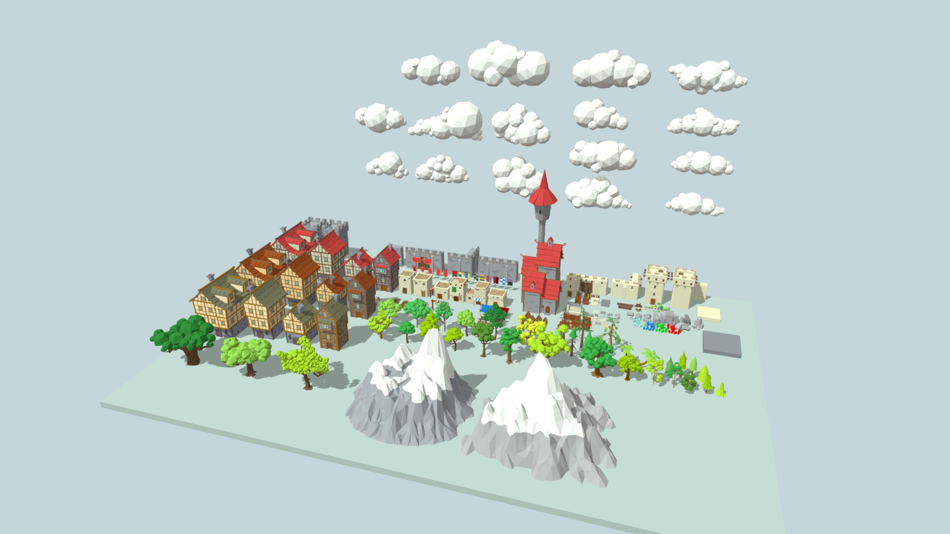 3D model Medieval City Pack - This is a 3D model of the Medieval City Pack. The 3D model is about diagram.